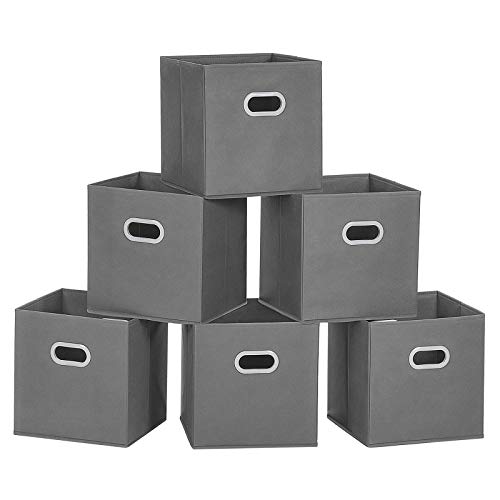 MaidMAX Storage Bins 12x12x12, for Home Organization and Storage, Toy Storage Cube, Closet Organizers and Storage, with Dual Plastic Handles, Grey, Set of 6