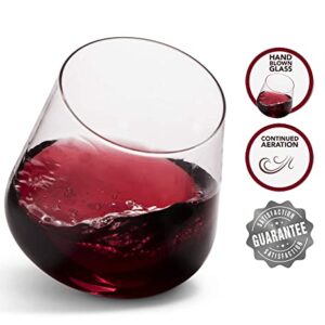 Stemless Wine Glasses Set of 2 Aerating wine glasses Elegant Wine Glasses Stemless large wine glass CulinexCo.com Red Wine Glass Tumbler stemless wine glass set cup wine cups non drip no spill glass