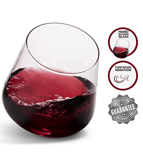 Stemless Wine Glasses Set of 2 Aerating wine glasses Elegant Wine Glasses Stemless large wine glass CulinexCo.com Red Wine Glass Tumbler stemless wine glass set cup wine cups non drip no spill glass