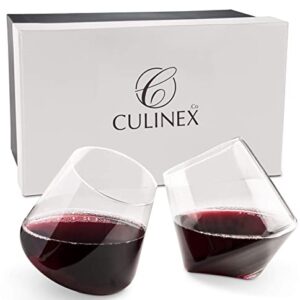 Stemless Wine Glasses Set of 2 Aerating wine glasses Elegant Wine Glasses Stemless large wine glass CulinexCo.com Red Wine Glass Tumbler stemless wine glass set cup wine cups non drip no spill glass