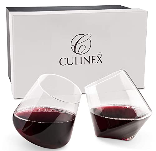 Stemless Wine Glasses Set of 2 Aerating wine glasses Elegant Wine Glasses Stemless large wine glass CulinexCo.com Red Wine Glass Tumbler stemless wine glass set cup wine cups non drip no spill glass