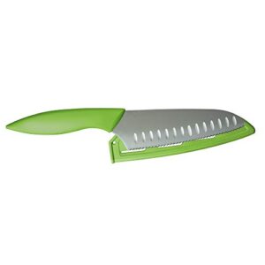 kai pro my first knife with sheath 5.25", serrated kids knife, comfortable contoured handle, serrated blade for non-slip cutting, kids cooking knives