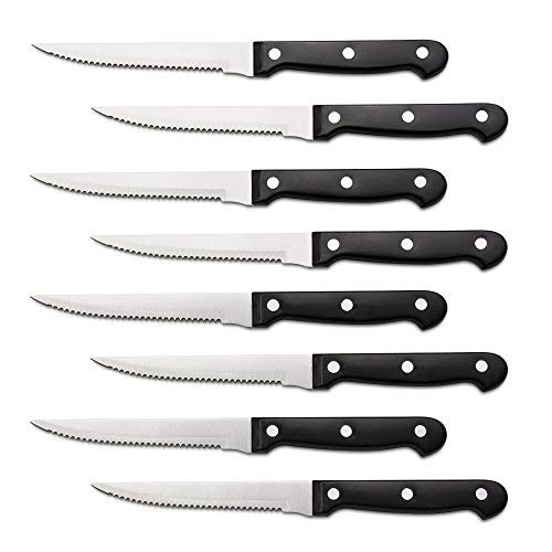 8 Triple Rivet 4.5" Steak Knife Set, Black