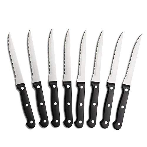 8 Triple Rivet 4.5" Steak Knife Set, Black