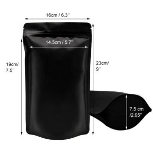 GooGou Matte Black Resealable Zip Mylar Bag Food Storage Aluminum Foil Bags Smell Proof Pouches 50pcs (6.29x9.05in)