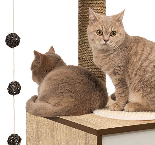 Vesper Cat Tree, High Base, Oak, 52063, 56 x 56 x 81.5 cm (22 x 22 x 32 in)