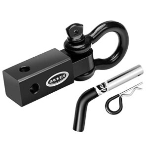 driver recovery products 2 inch shackle hitch receiver with 5/8" hitch pin - 5-ton (10,000 pound) towing capacity accessory with 3/4" d-ring
