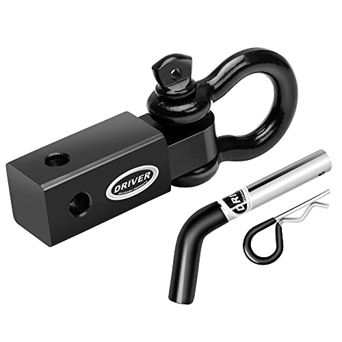 Driver Recovery Products 2 Inch Shackle Hitch Receiver with 5/8" Hitch Pin - 5-Ton (10,000 Pound) Towing Capacity Accessory with 3/4" D-Ring