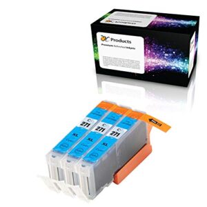 ocproducts compatible canon cli-271 cli-271xl ink cartridge 3 pack for pixma mg7720 mg5720 mg6820 ts5020 ts6020 ts9020 (cyan)
