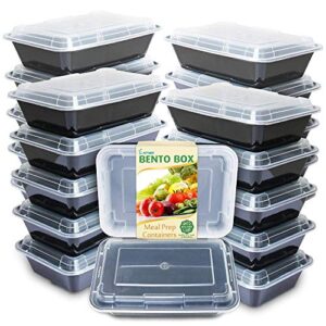 enther meal prep containers 20 pack 1 compartment with lids, food storage bento bpa free | stackable | reusable lunch boxes, microwave/dishwasher, freezer safe,portion control (28 oz)