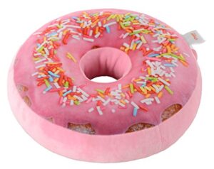 cheer collection round donut pillow | 2-in-1 reversible super soft microplush doughnut pillow - rainbow icing, rainbow sprinkles