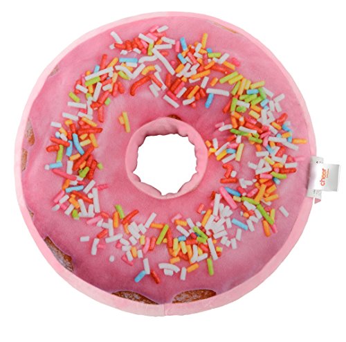 Cheer Collection Round Donut Pillow | 2-in-1 Reversible Super Soft Microplush Doughnut Pillow - Rainbow Icing, Rainbow Sprinkles