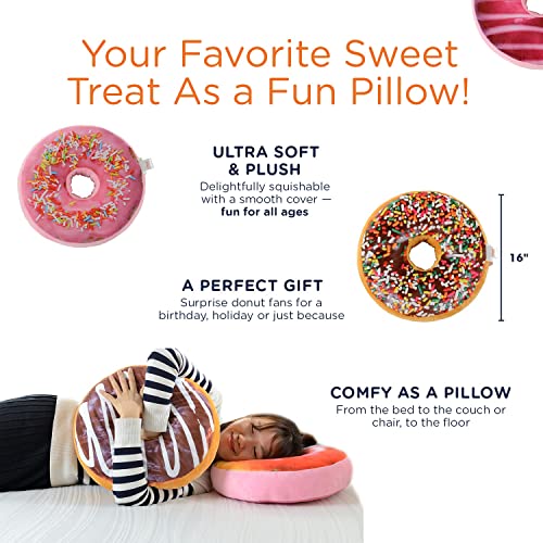 Cheer Collection Round Donut Pillow | 2-in-1 Reversible Super Soft Microplush Doughnut Pillow - Rainbow Icing, Rainbow Sprinkles