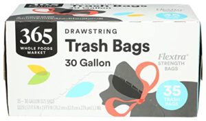 365 by whole foods market, drawstring trash bags (30 gallon), 35 ct