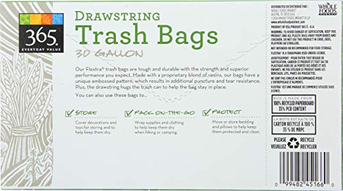 365 by Whole Foods Market, Drawstring Trash Bags (30 Gallon), 35 ct