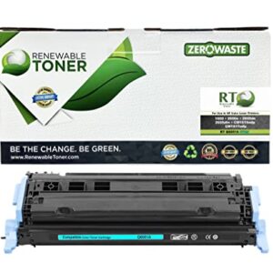 Renewable Toner Compatible Toner Cartridge Replacement for HP Q6001A 124A Color Laserjet 1600 2600 2605 CM1015 CM1017 (Cyan)