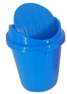 desktop mini trash can rubbish bin with swing lid (blue)