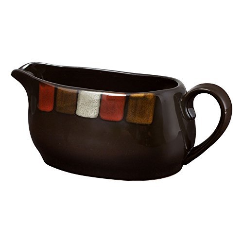 Pfaltzgraff Taos Gravy Boat, brown, red, white, holds 16 ounces