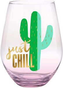slant collections creative brands stemless wine glass, 20-ounce, just chill