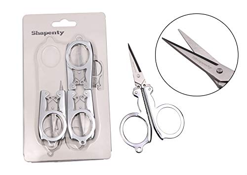 Shapenty Stainless Steel Folding Portable Travel Scissors Foldable Paper String Craft Shred Scissors, 4 Pack