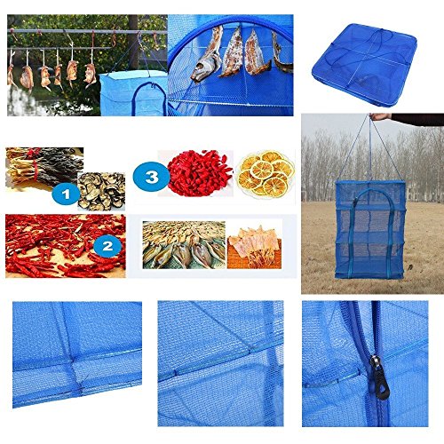 Fish Mesh Hanging Drying Net Food Dehydrator Foldable 4 Layers Drying Dryer Net Drying Rack 1Pcs Vegetable Fish Dishes Mesh Hanging Drying Net Natural Way To Dry Food Meat Drying Rack