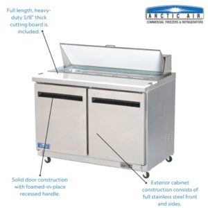 Arctic Air AST48R 48.25-Inch 2-Door Refrigerated Sandwich/Salad Prep Table, 115v