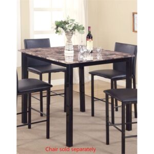 roundhill furniture citico metal counter height dining table with laminated faux marble top