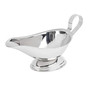 5 oz stainless steel gravy boat, saucier with ergonomic handle and big dripless lip spout, commercial quality sauce boat