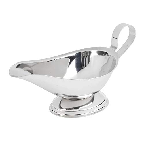 5 oz Stainless Steel Gravy Boat, Saucier with Ergonomic Handle and Big Dripless Lip Spout, Commercial Quality Sauce Boat