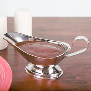 5 oz Stainless Steel Gravy Boat, Saucier with Ergonomic Handle and Big Dripless Lip Spout, Commercial Quality Sauce Boat