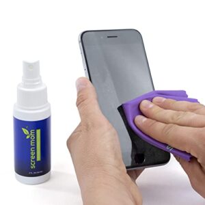 Screen Mom Screen Cleaner Kit for Laptop, Phone Cleaner, iPad, Eyeglass, LED, LCD, TV - Includes 2oz Spray and 2 Purple Cleaning Cloths