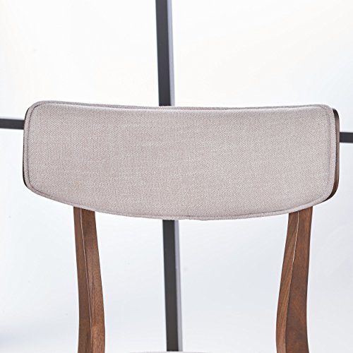 GDFStudio Caleb Mid-Century Walnut Finished Frame Dining Chairs (Set of 2) (Light Beige)