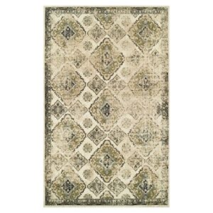 superior indoor area rug with jute backing, traditional design carpet from egypt for bedroom, living room, office, dorm, kitchen, entryway, mayfair collection 4x6 ivory