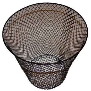 essentials black wired mesh waste basket 10.75 in tall (2.72 gallons = 10.89 quarts = 10.3 liters of volume)