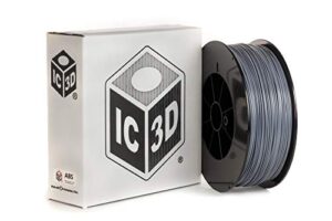 ic3d grey 2.85mm abs 3d printer filament - 2.5kg spool - dimensional accuracy +/- 0.05mm - professional grade 3d printing filament - made in usa