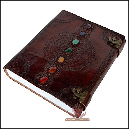 NZM Tuzech Leather Journal Book Seven Chakra Medieval Stone Embossed Handmade Book of Shadows Notebook Office Diary College Book Poetry Book Sketch Book 10 x 13 Inches