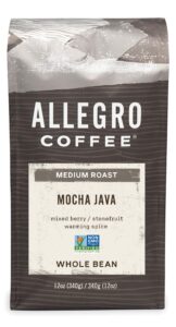 allegro coffee mocha java whole bean coffee, 12 oz