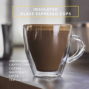 Dragon Glassware Espresso Cups, Clear Glass Double Wall Insulated Coffee Cups, Keeps Beverages Hot or Cold Longer, 6oz, Set of 2