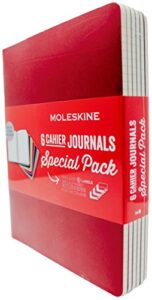 moleskine cahier journals, 120 ruled pages, 7.5" x 9.75", 6 pack