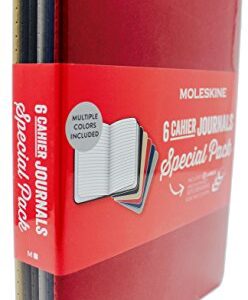 Moleskine Cahier Journals, 120 Ruled Pages, 7.5" x 9.75", 6 Pack