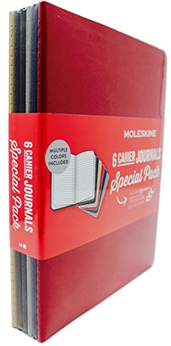 Moleskine Cahier Journals, 120 Ruled Pages, 7.5" x 9.75", 6 Pack