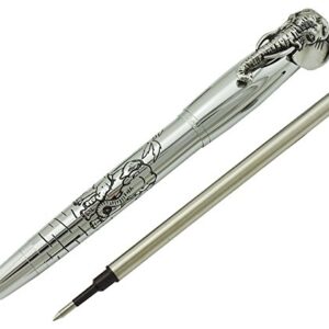 erofa Fuliwen Rollerball Pen, Silver Stainless Steel Body Elephant Pattern Gift Pen