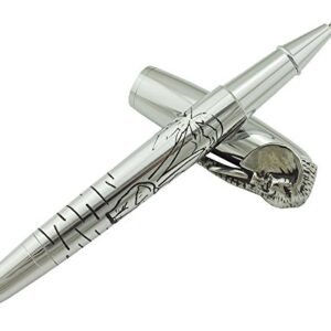 erofa Fuliwen Rollerball Pen, Silver Stainless Steel Body Elephant Pattern Gift Pen