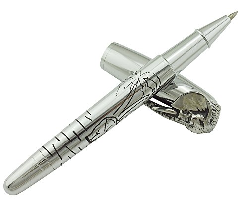 erofa Fuliwen Rollerball Pen, Silver Stainless Steel Body Elephant Pattern Gift Pen