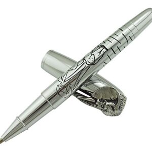 erofa Fuliwen Rollerball Pen, Silver Stainless Steel Body Elephant Pattern Gift Pen