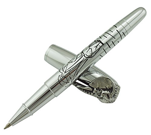 erofa Fuliwen Rollerball Pen, Silver Stainless Steel Body Elephant Pattern Gift Pen