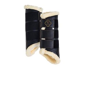 kavallerie dressage horses boots: fleece-lined faux leather woof brushing boots for training, jumping, riding, eventing - quick wear for breathable, lightweight & impact-absorbing wrap, xl