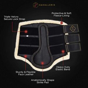 Kavallerie Dressage Horses Boots: Fleece-Lined Faux Leather Woof Brushing Boots for Training, Jumping, Riding, Eventing - Quick Wear for Breathable, Lightweight & Impact-Absorbing Wrap, XL