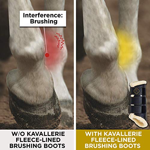 Kavallerie Dressage Horses Boots: Fleece-Lined Faux Leather Woof Brushing Boots for Training, Jumping, Riding, Eventing - Quick Wear for Breathable, Lightweight & Impact-Absorbing Wrap, XL