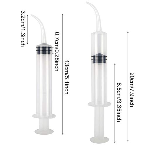 DEPEPE Dental Syringe 8pcs 12cc Disposable Curved Syringe Irrigation Syringe with Curved Tip for Oral Dental Care, Tonsil Stones Removing, Lab, Feeding Small Pet, Glue (No Measurement,8)